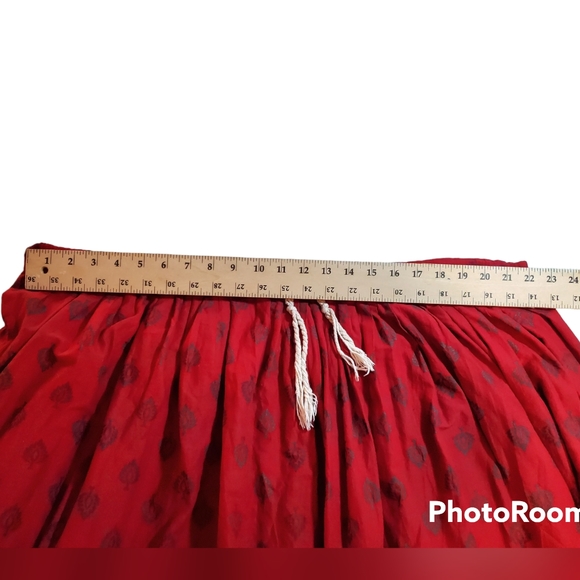Vintage Red Indian Hippie Skirt with Gold Trim and Drawstring XXL - Picture 2 of 5